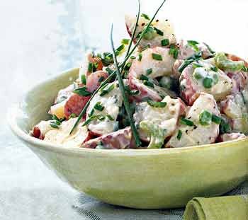 Potato and pea salad with chive aïoli