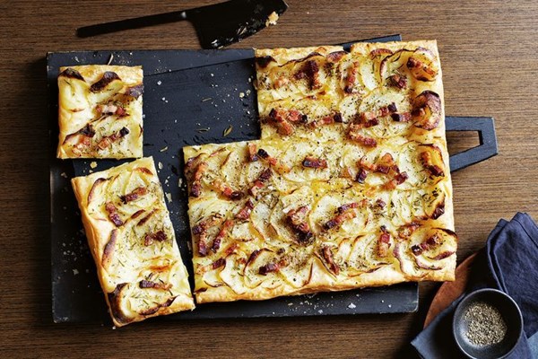 Potato and smoked pancetta tart