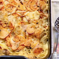 Potato and sweet potato Dauphinoise
