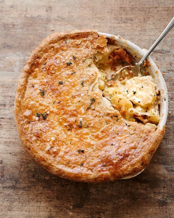 Potato and Tunworth cheesepot pie