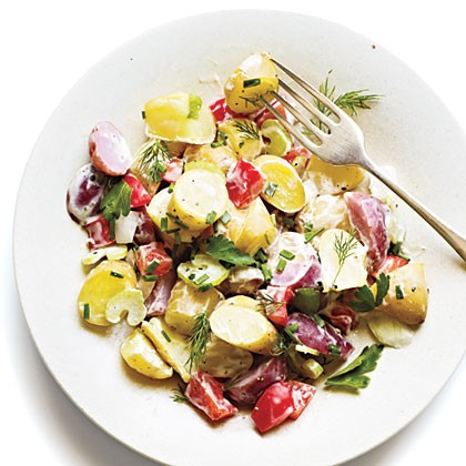 Potato and vegetable salad with mustard ranch
