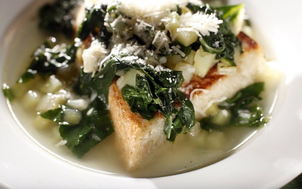 Potato and wild chard soup (Minestra di patate e bieta spontanea)