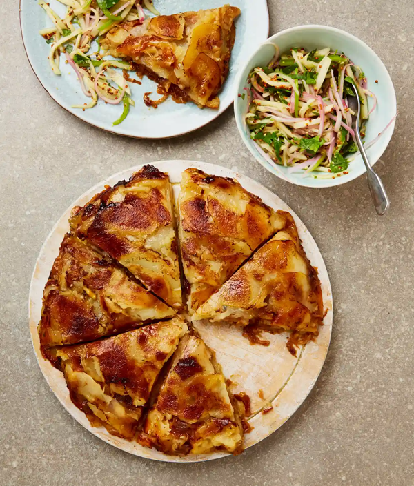 Potato, apple and Gruyere pie