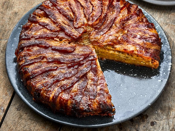 Potato, bacon, and cheddar tart