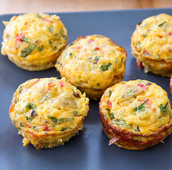 Potato, bell pepper, and cheddar filling for muffin tin frittatas