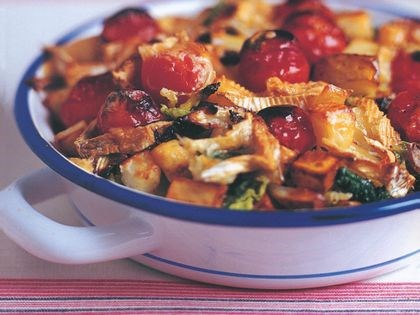 Potato, cabbage, and Camembert casserole (Tourte au Camembert)