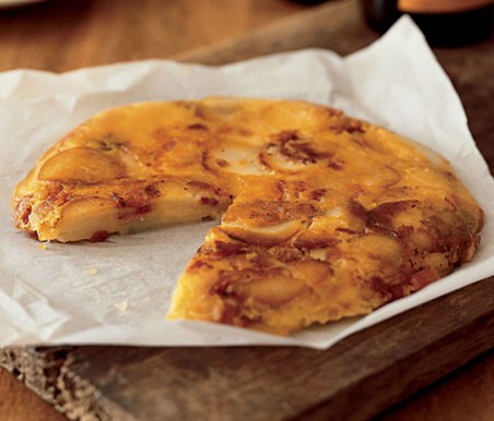 Potato cake with cheese and bacon