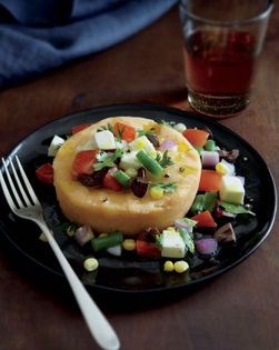 Potato cake with vegetables and cheese (Causa vegetariano)