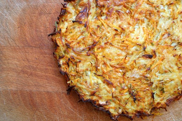 Potato, carrot and rosemary kugel