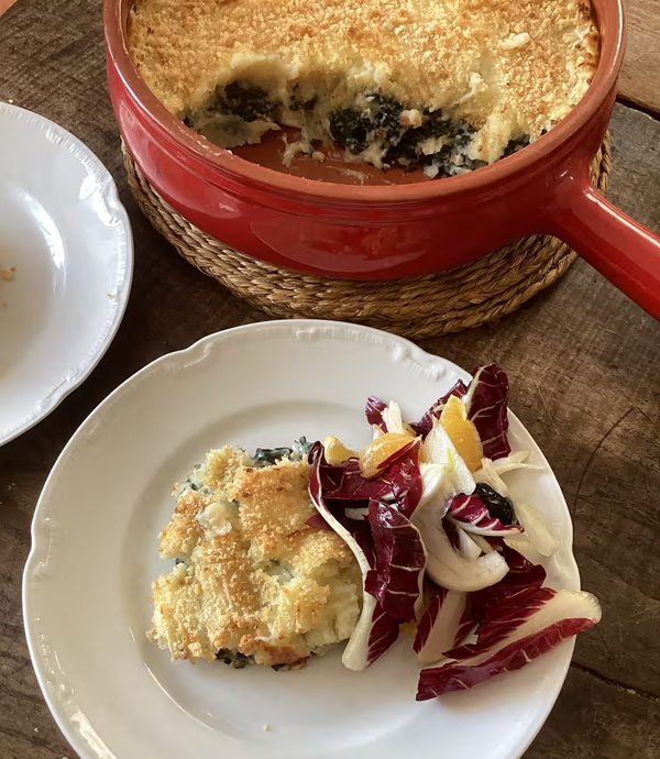 Potato, cavolo nero and Bechamel bake