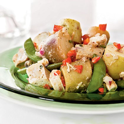 Potato, chicken, and fresh pea salad