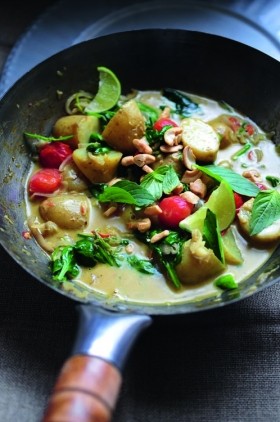 Potato, coconut and spinach sambal