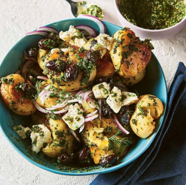 Potato crack salad with feta crumble