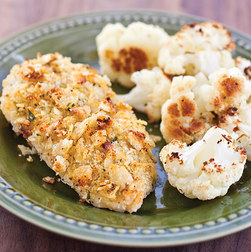 Potato-crusted chicken with cauliflower