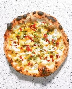 Potato, egg, and cheese pizza