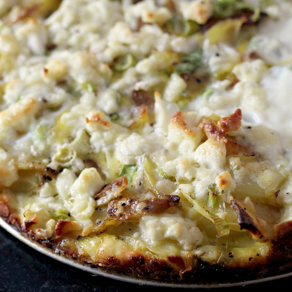 Potato frittata with feta and scallions