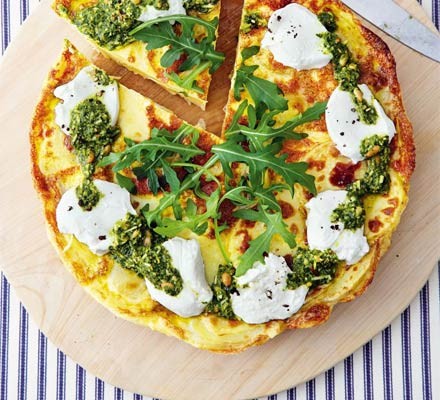 Potato frittata with pesto & goat's cheese