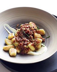 Potato gnocchi with pastrami ragù