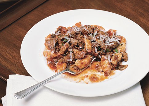 Potato gnocchi with pork and wild mushroom ragù