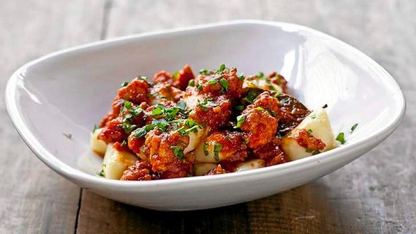 Potato gnocchi with prawn ragu
