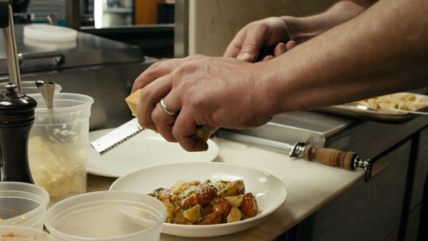 Potato gnocchi with San Marzano tomato sauce and pecorino