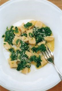 Potato gnocchi with wild garlic & Parmesan cheese