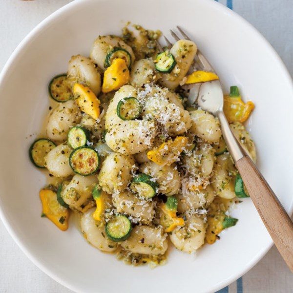 Potato gnocchi with zucchini-almond pesto