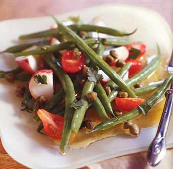 Potato, green bean, and cherry tomato salad