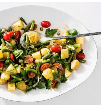 Potato, green bean, and tomato salad