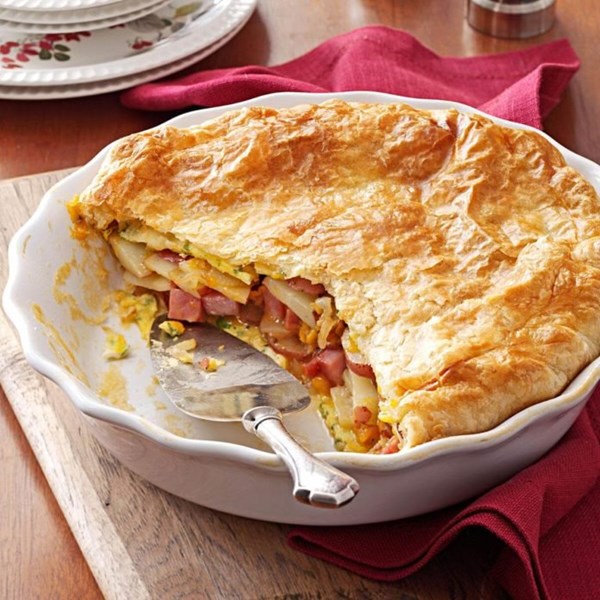Potato ham omelet pie