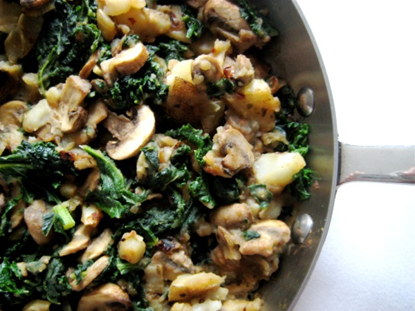 Potato, kale, and mushroom skillet