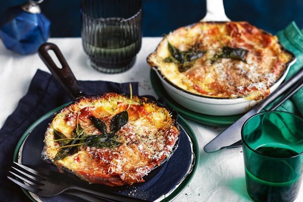 Potato, leek and prosciutto gratin