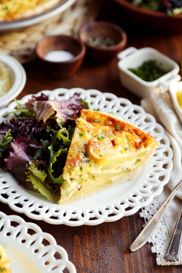 Potato leek quiche with no-roll crust