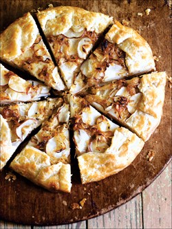 Potato, onion, and Gruyère galette