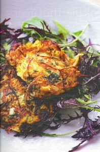 Potato pancakes with herb and yoghurt sauce