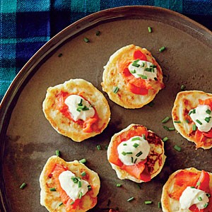 Potato pancakes with salmon