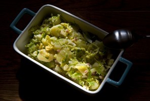 Potato, pancetta and Brussels sprout saute