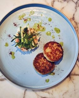Potato patties with crab rémoulade