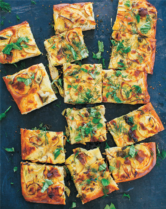 Potato pizza with herbs