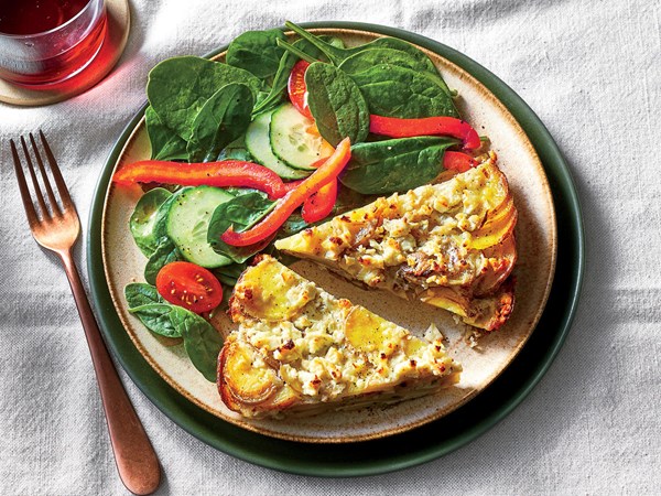 Potato quiche with spinach