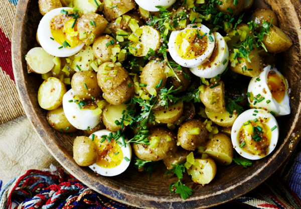 Potato salad with 7-minute eggs and mustard vinaigrette