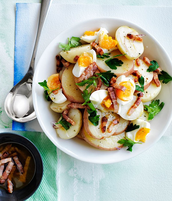 Potato salad with bacon and egg vinaigrette