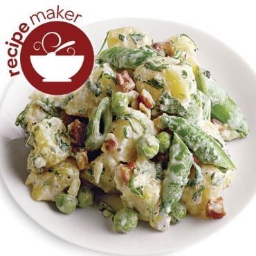 Potato salad with bacon, pickles, and caraway