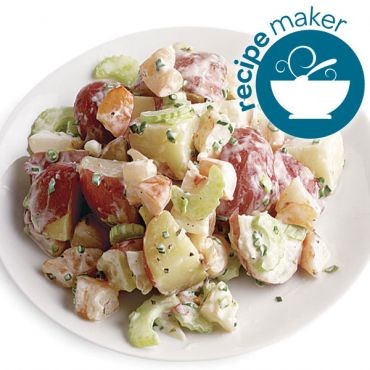 Potato salad with corn, bell pepper, and cheddar