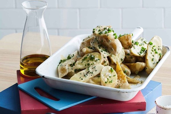 Potato salad with crème fraîche dressing