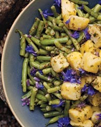 Potato salad with green beans and salsa verde