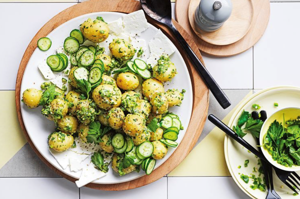 Potato salad with lemony jalapeño and Parmesan 'mayo'