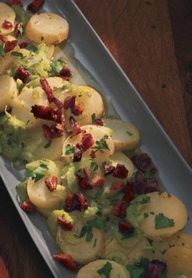 Potato salad with pancetta, rosemary, and lemon