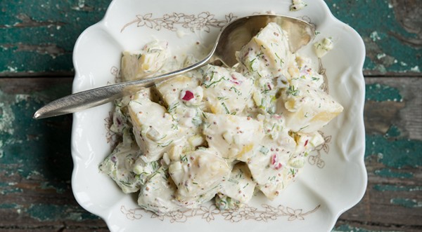 Potato salad with pickles and dill