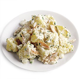 Potato salad with smoked trout, sweet onion, and horseradish